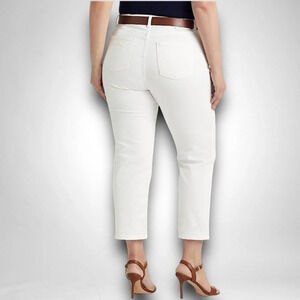 Lauren Ralph Lauren WHITE HIGH RISE STRAIGHT ANKLE PANTS  16W Plus Size NWT